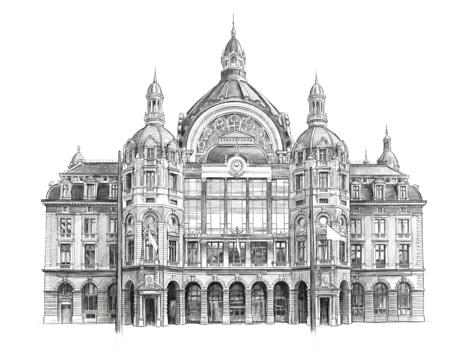 Antwerp Central Station Sketch